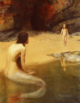 el bebé de la tierra 1899 John Collier Desnudo clásico Pinturas al óleo